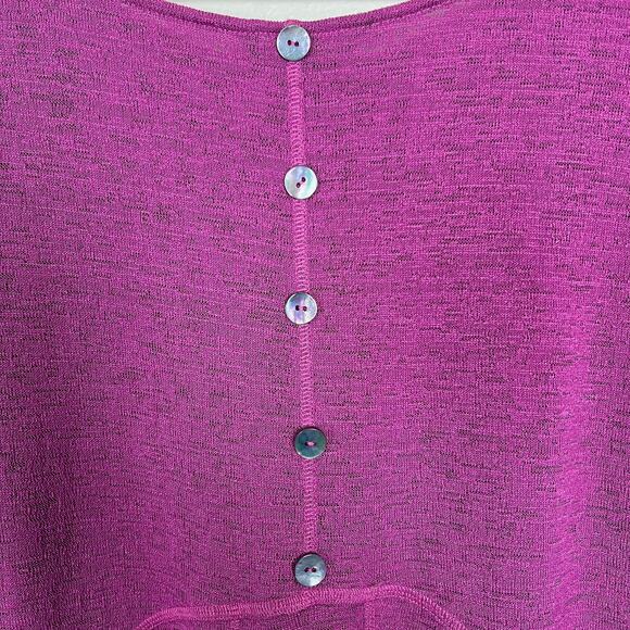 John Mark Womens XL Magenta Tunic Dress Sheer Knit 3/4 Sleeve Button Back Detail - Picture 9 of 12